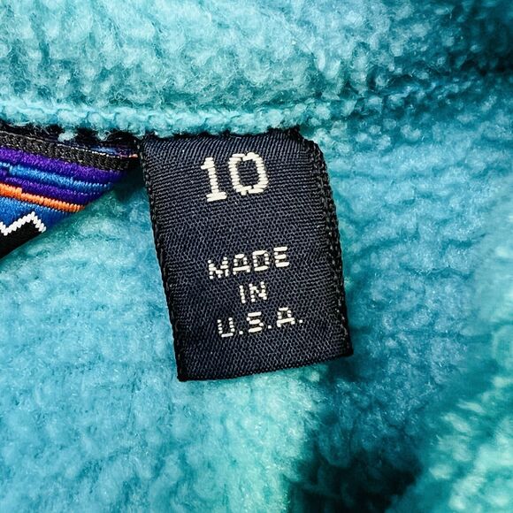 Vintage 1990s Patagonia Fleece Full Zip Jacket 1980s Teal Made In USA Kids 10 - Picture 6 of 16